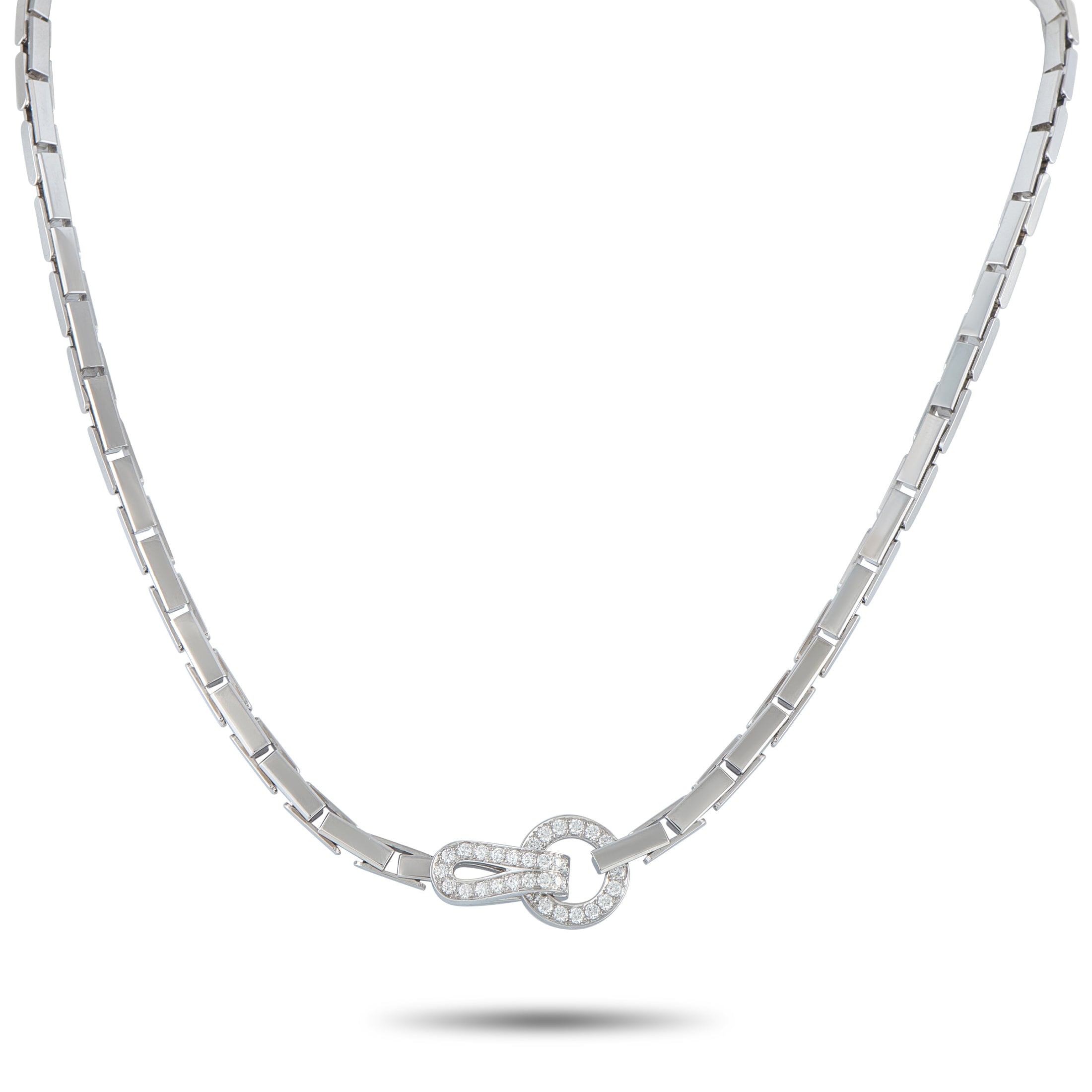 CartierAgrafe 18K White Gold Diamond Necklace – Refined and deliberate, this Cartier Agrafe necklace balances structure and b