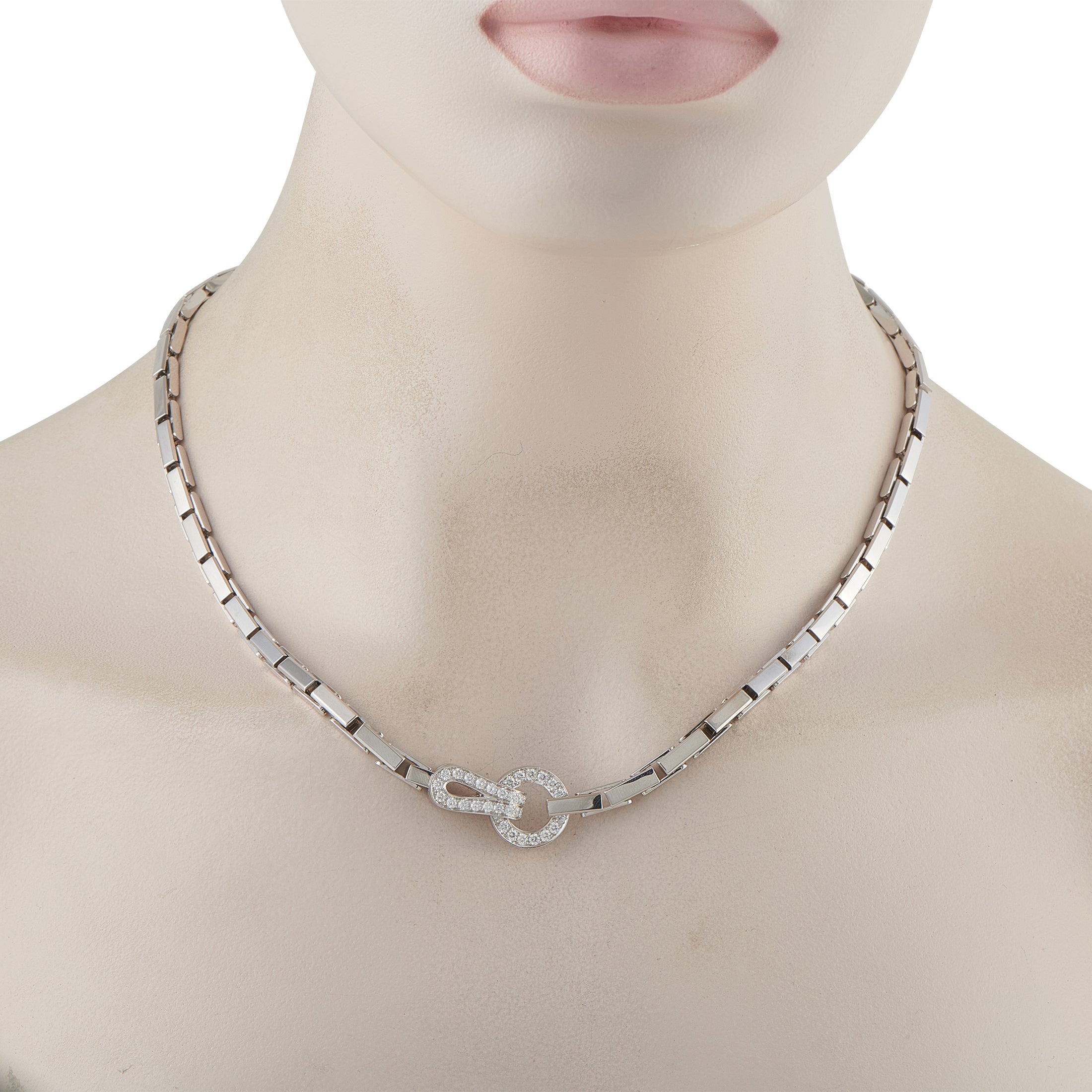 Cartier Agrafe 18K White Gold Diamond Necklace