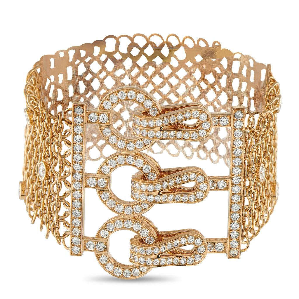 CartierAgrafe 18K Yellow Gold 3.95ct Diamond Bracelet – This Cartier Agrafe bracelet is a show-stopping piece that will conti