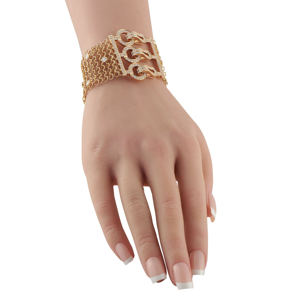 CartierAgrafe 18K Yellow Gold 3.95ct Diamond Bracelet