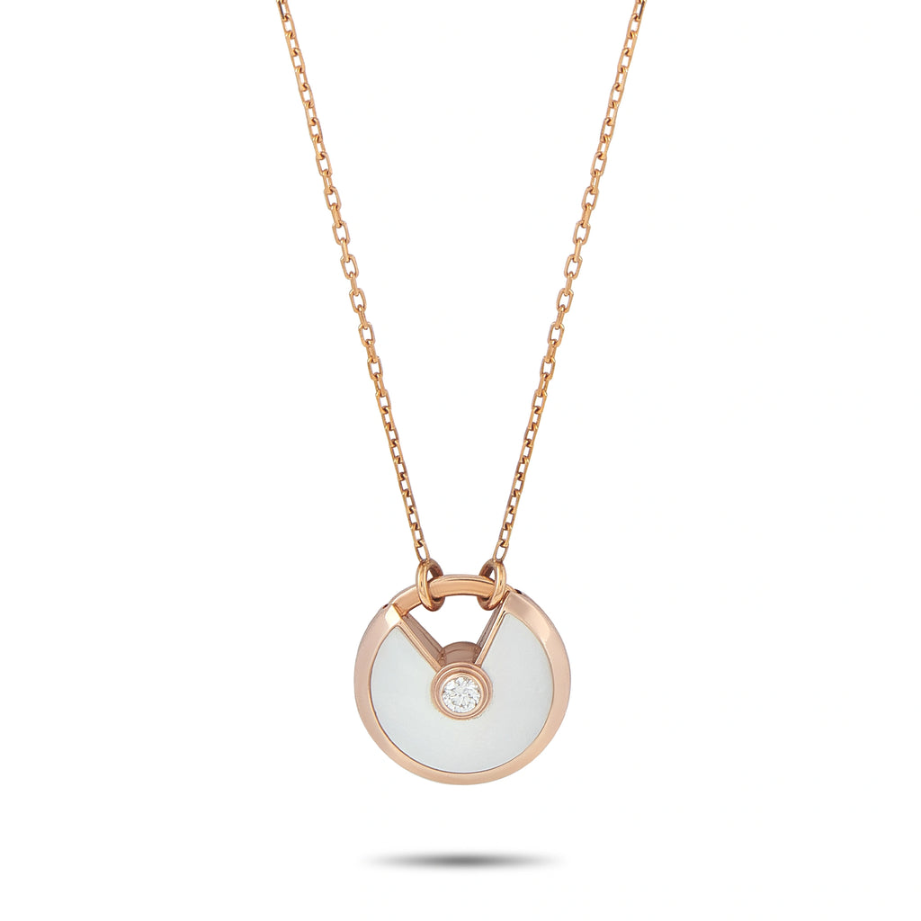 Cartier Amulette de 18K Rose Gold Diamond and Mother of Pearl Pendant