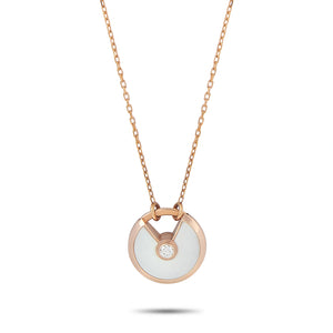 Cartier Amulette de 18K Rose Gold Diamond and Mother of Pearl Pendant