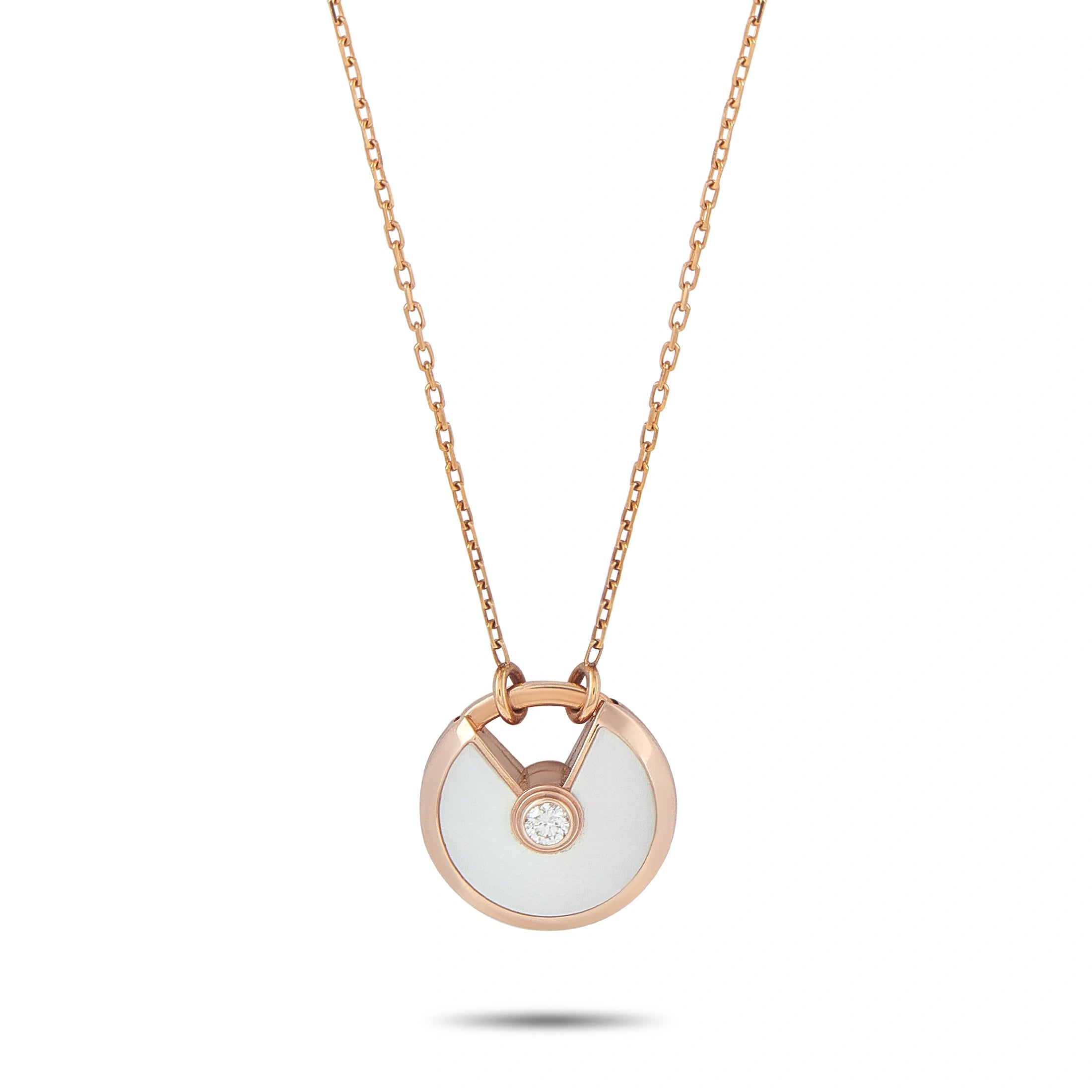 Cartier Amulette de 18K Rose Gold Diamond and Mother of Pearl Pendant