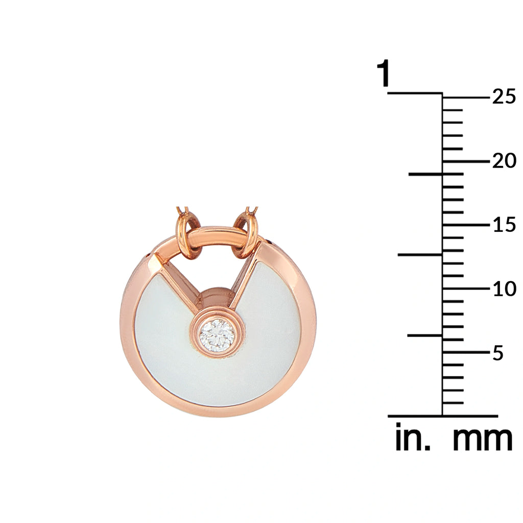 Cartier Amulette de 18K Rose Gold Diamond and Mother of Pearl Pendant