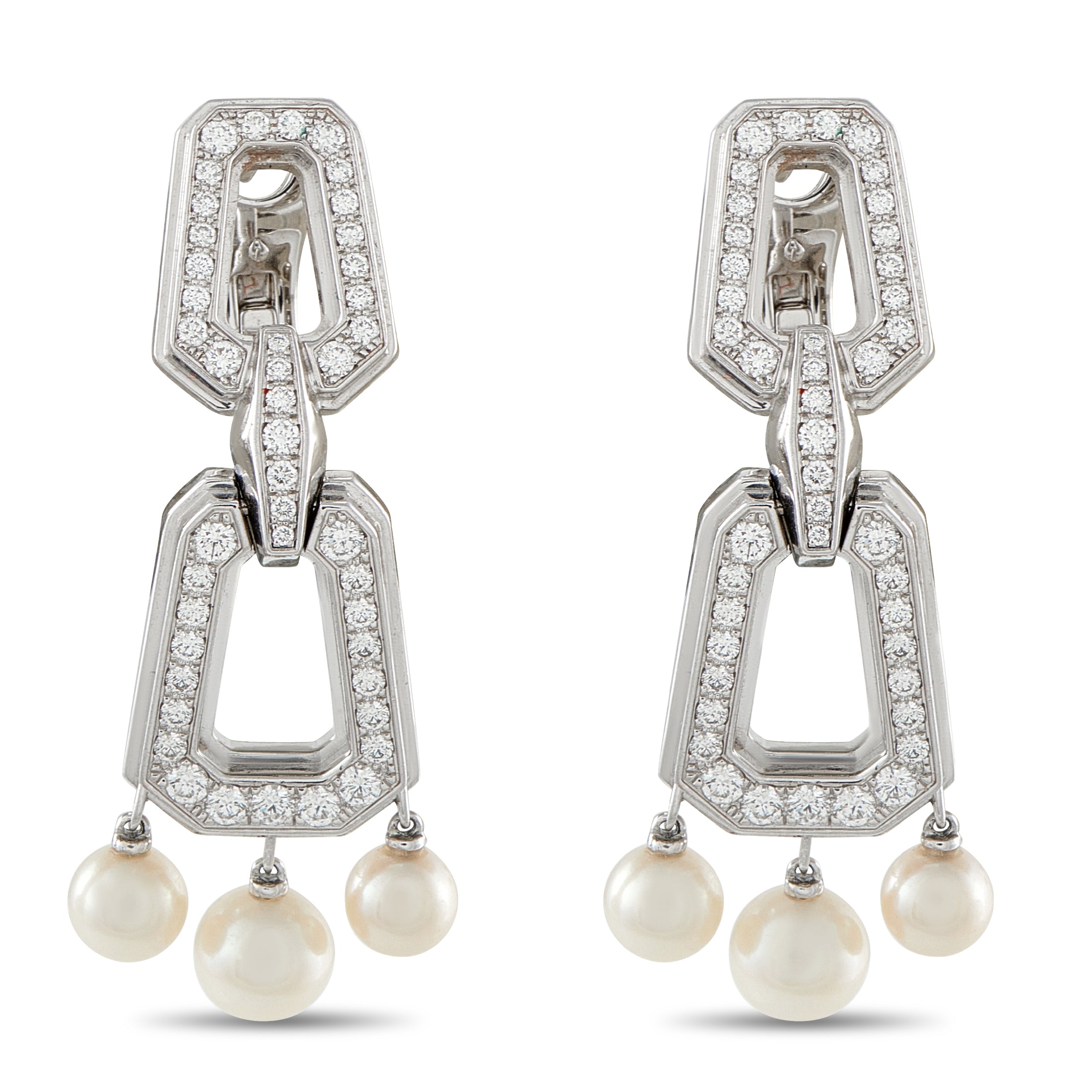 Cartier Chandra 18K White Gold Diamond and Pearl Necklace