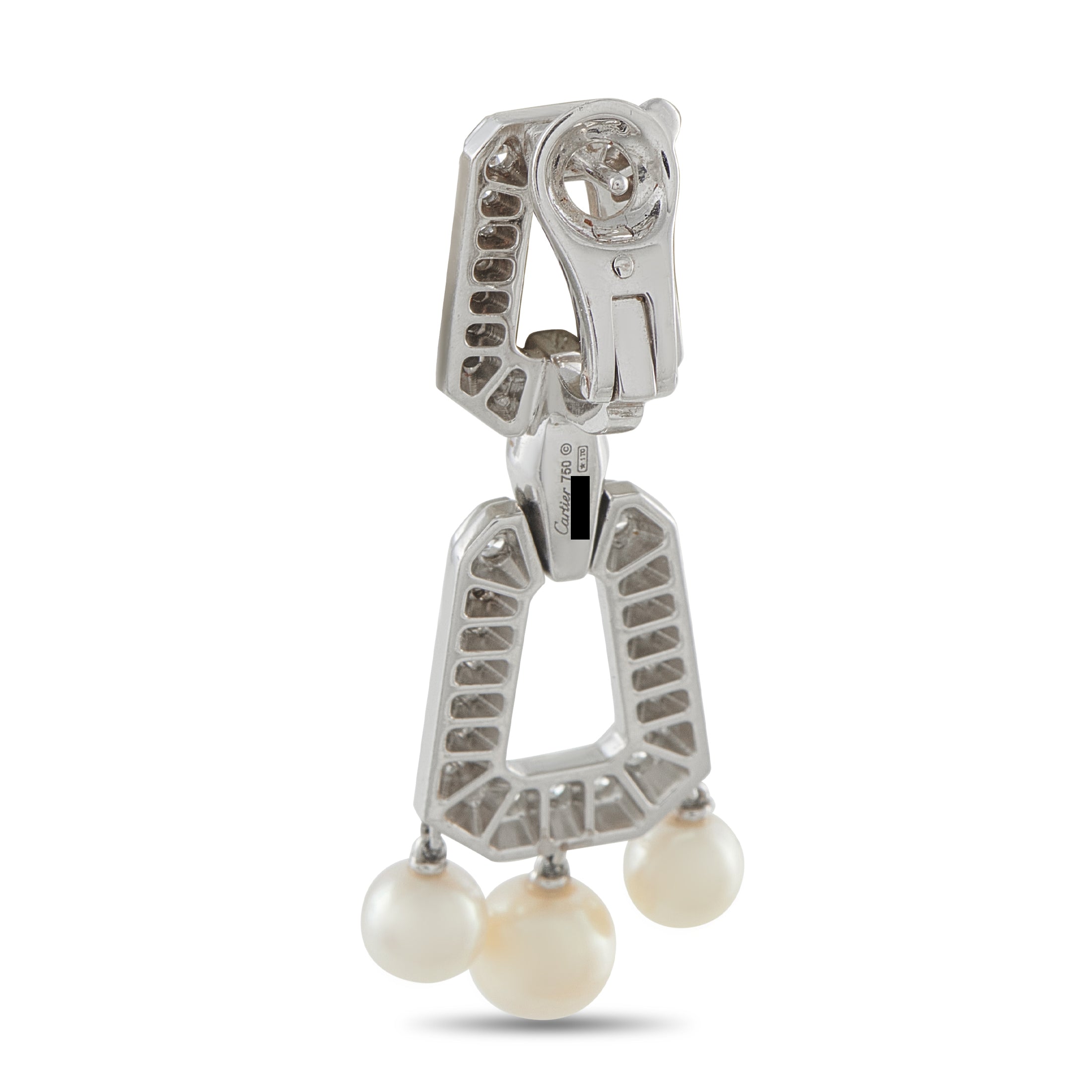 Cartier Chandra 18K White Gold Diamond and Pearl Necklace