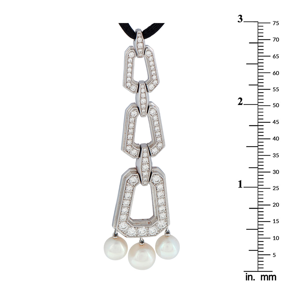 Cartier Chandra 18K White Gold Diamond and Pearl Necklace