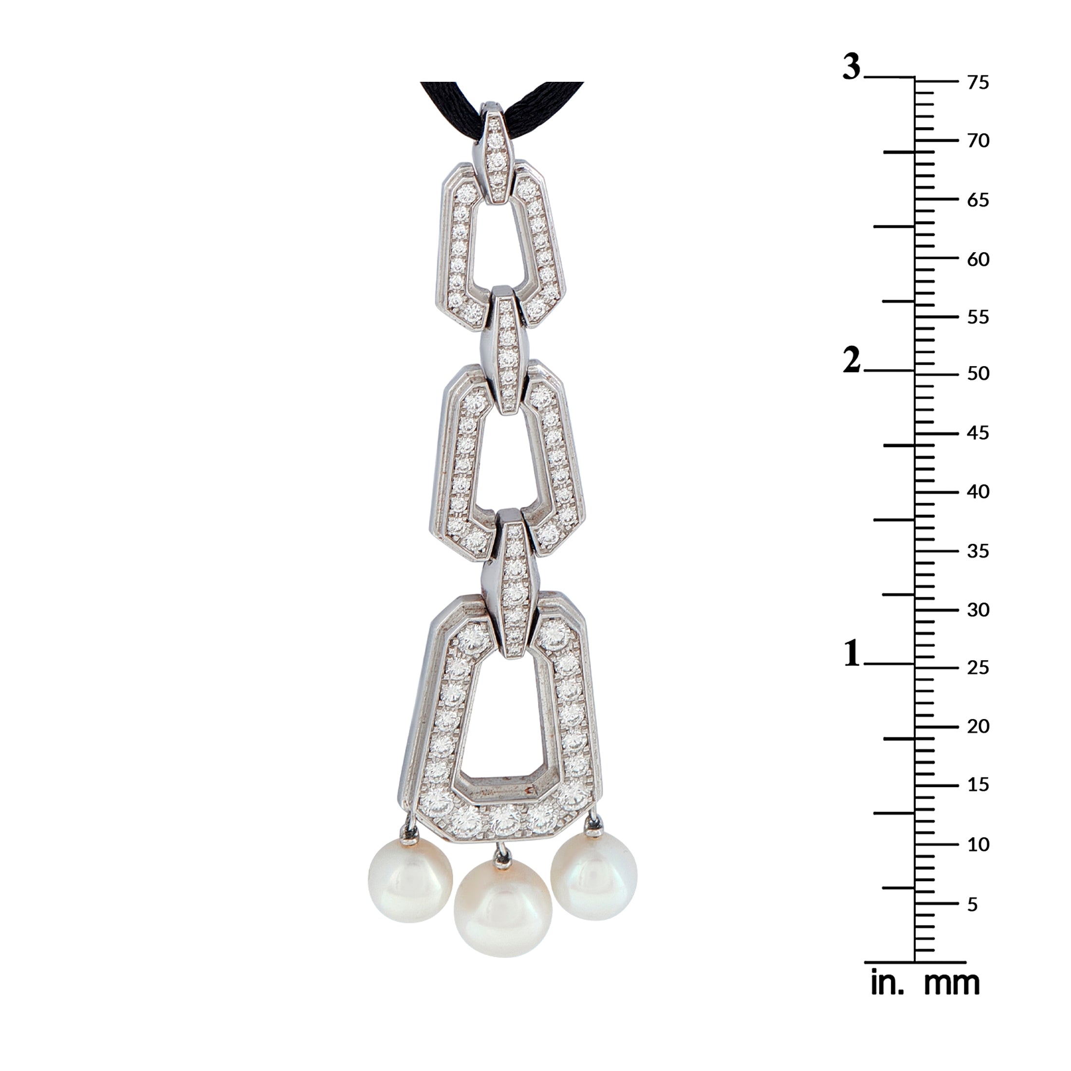 Cartier Chandra 18K White Gold Diamond and Pearl Necklace