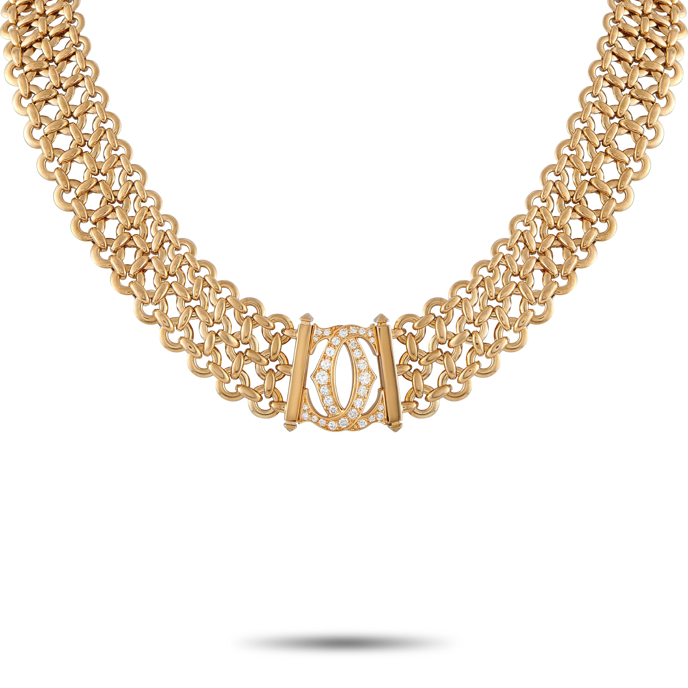CartierDouble C Penelope 18K Yellow Gold Diamond Necklace – This Cartier Penelope necklace comes to life thanks to the luxury