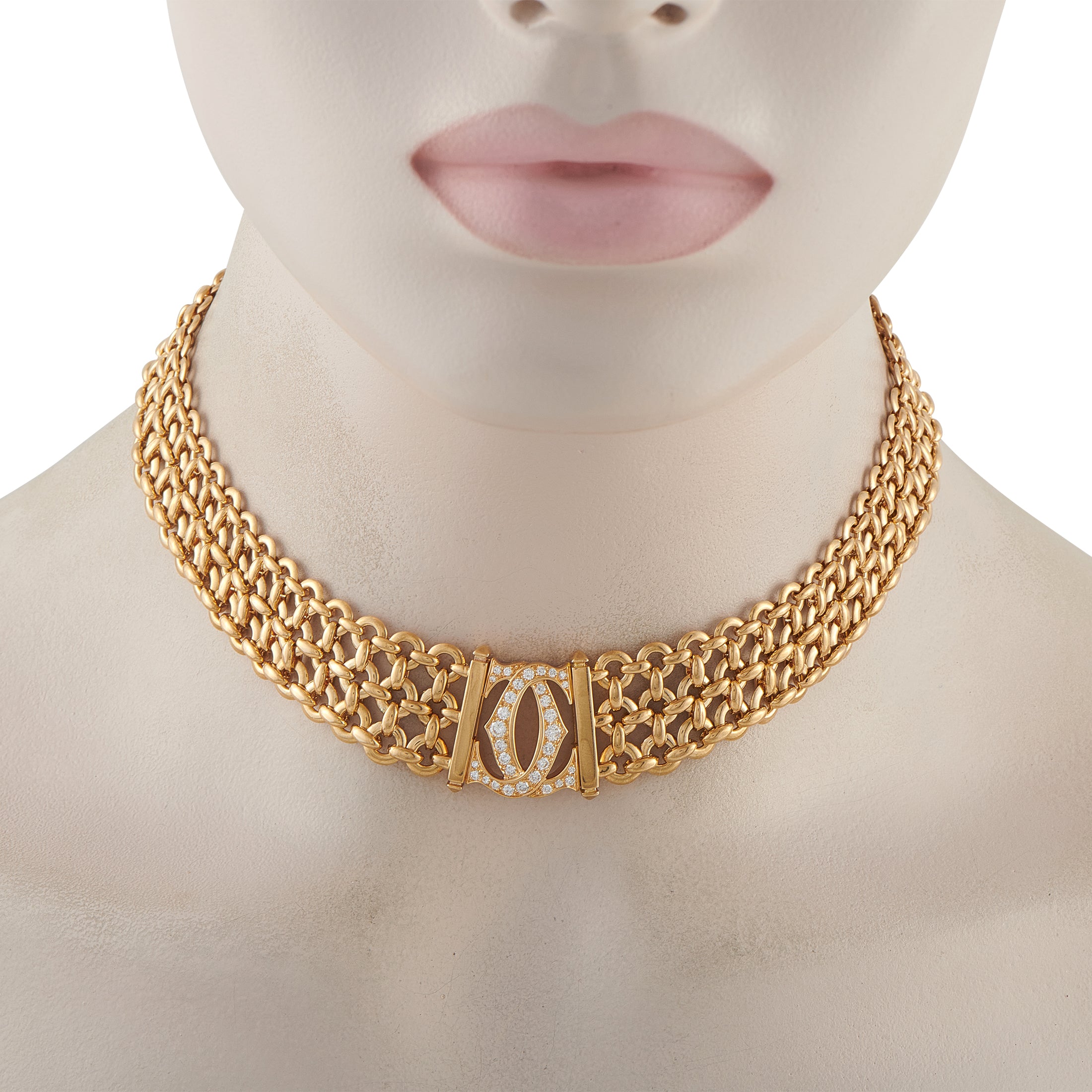 Cartier Double C Penelope 18K Yellow Gold Diamond Necklace