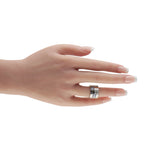 CartierLanieres 18K White Gold Diamond and Sapphire Wide Band Ring