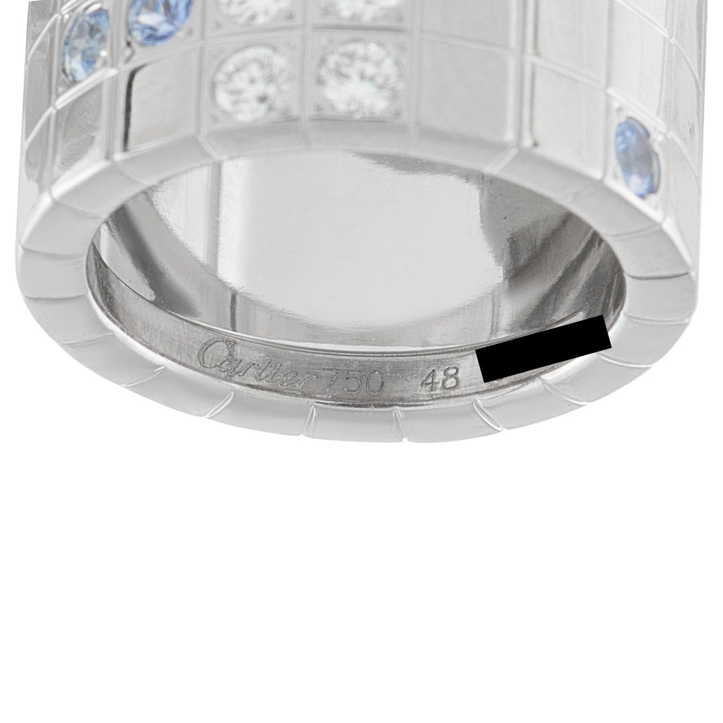 CartierLanieres 18K White Gold Diamond and Sapphire Wide Band Ring