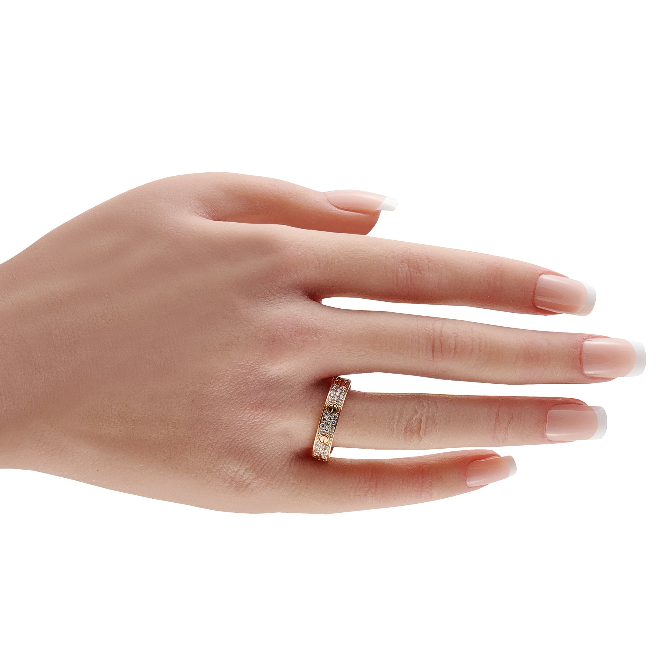 Cartier LOVE 18K Rose Gold Diamond Pave Ring