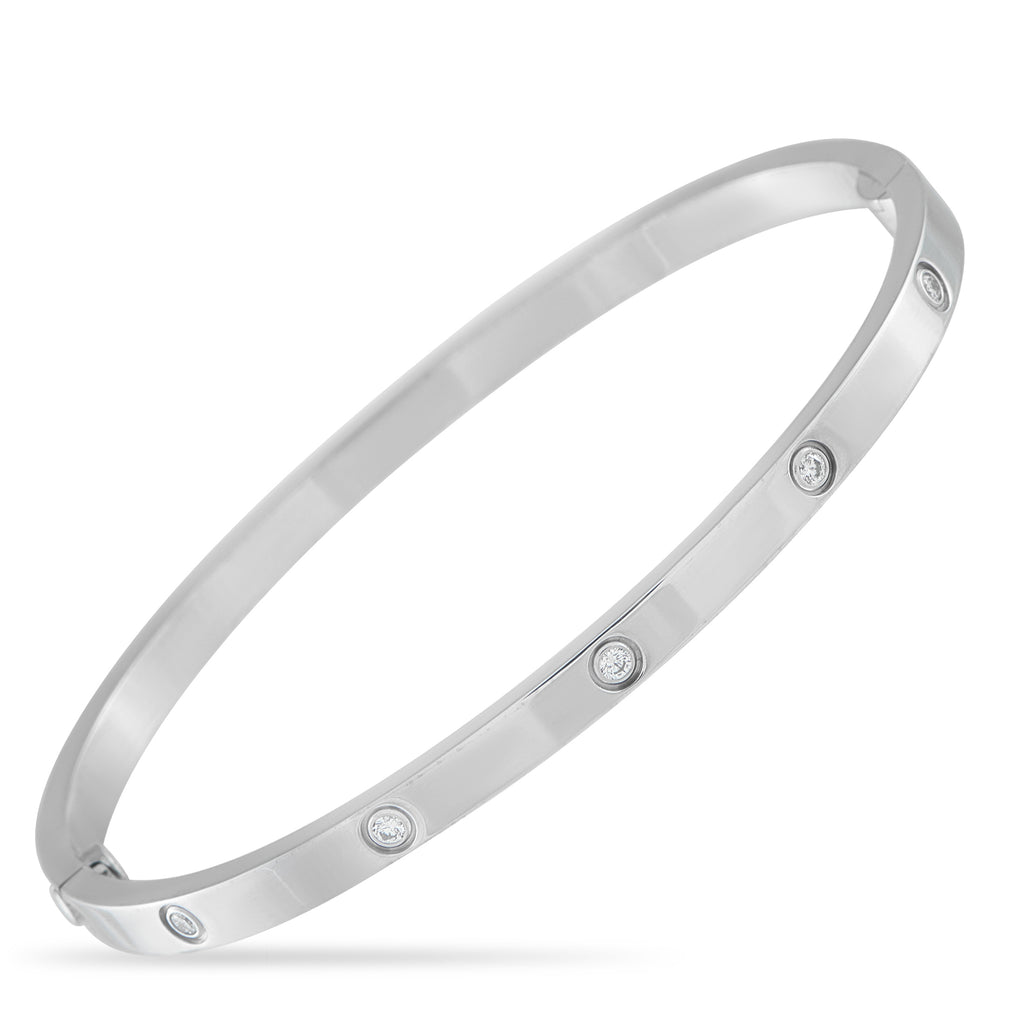 Cartier LOVE 18K White Gold 10 Diamond Bracelet