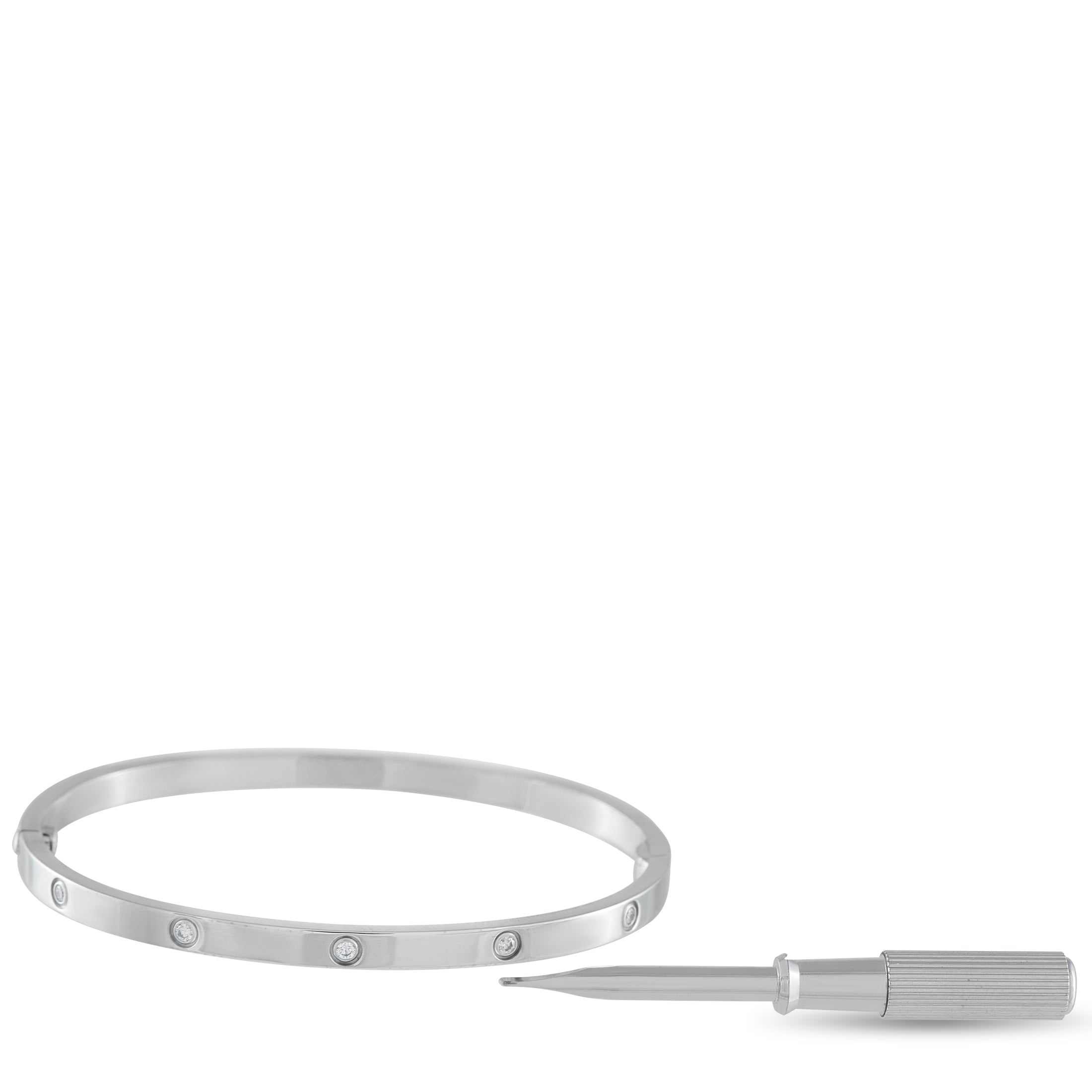 Cartier LOVE 18K White Gold 10 Diamond Bracelet