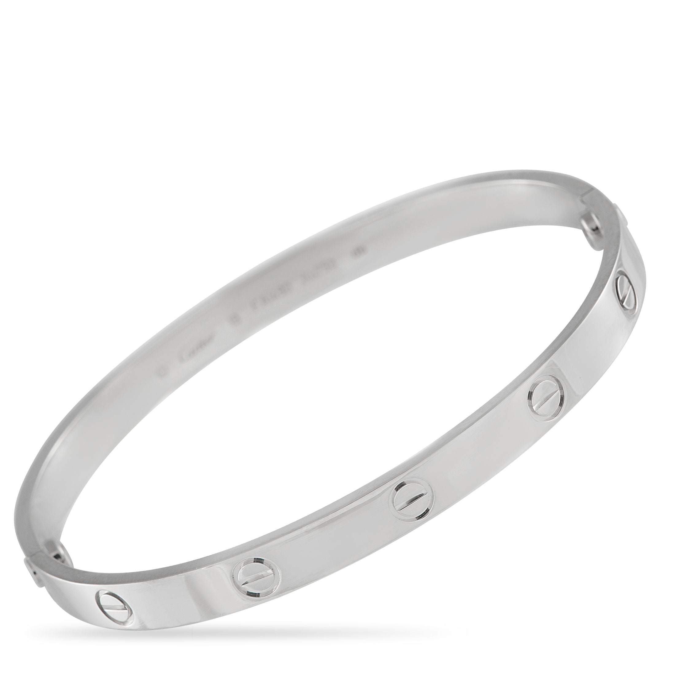 CartierLOVE 18K White Gold Bracelet Size 19 – Add a touch of luxury to any ensemble with this Cartier LOVE bracelet