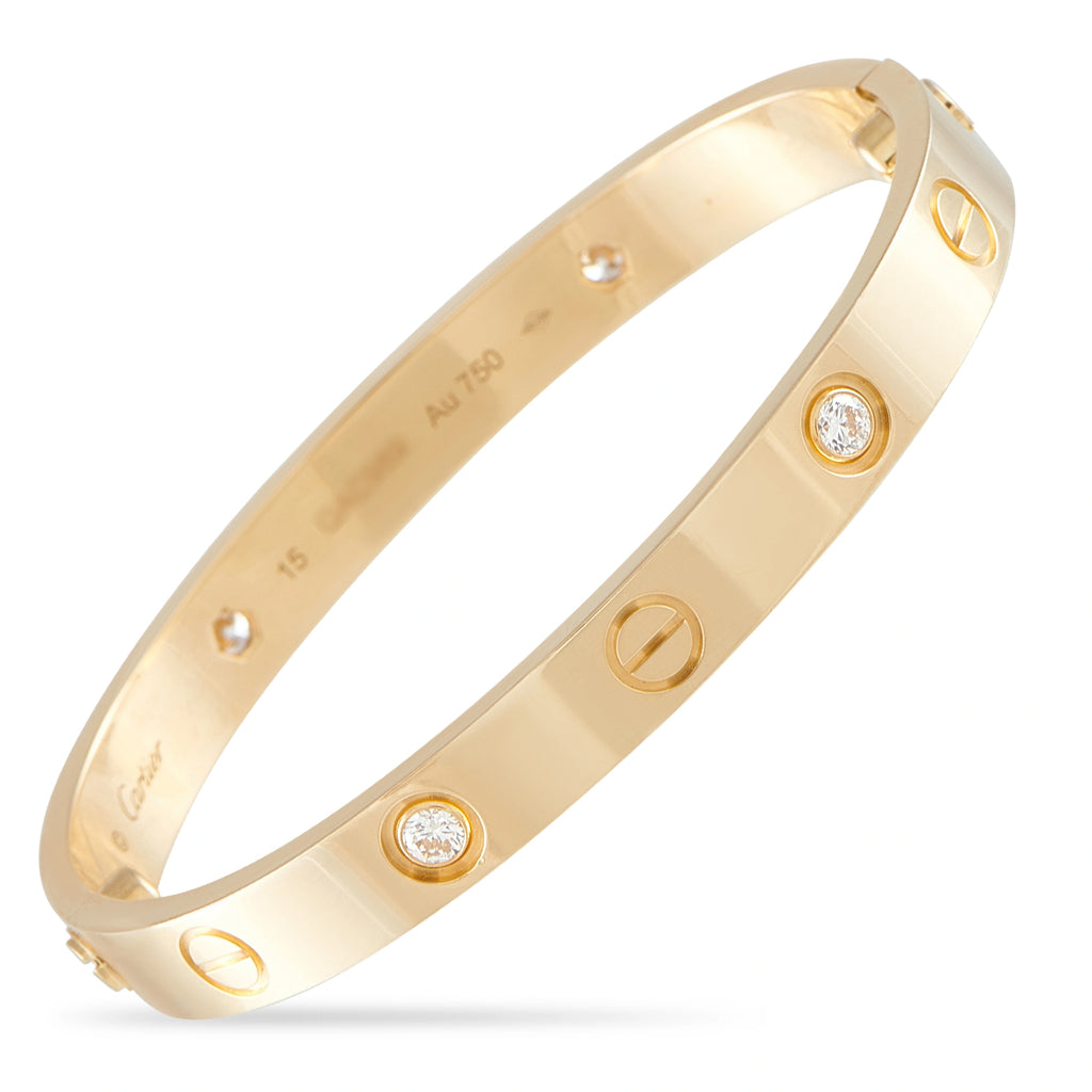 Cartier Love 18K yellow gold bracelet with diamond accents and screw motifs