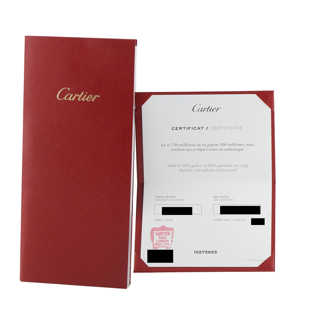 Cartier certificate booklet and authenticity card