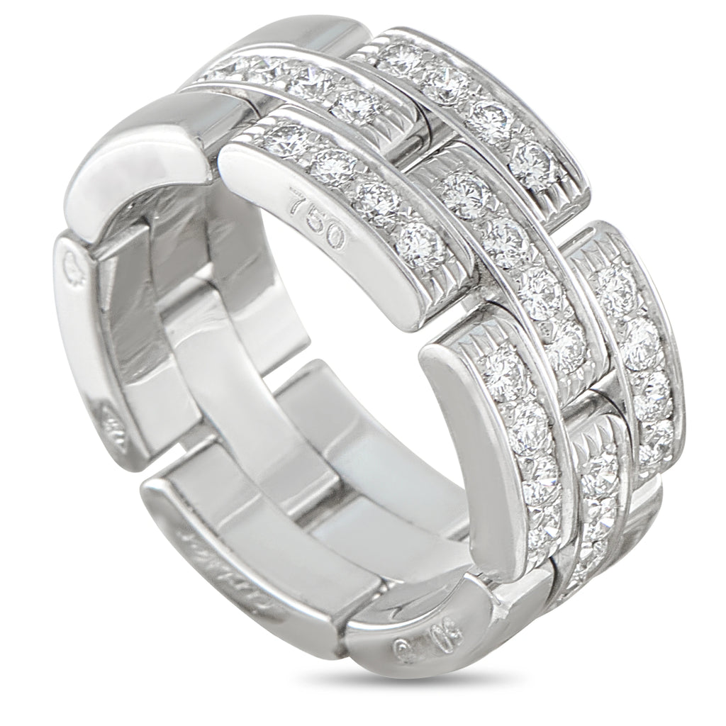 Cartier Maillon Panthère white gold diamond ring with interlocking link bands