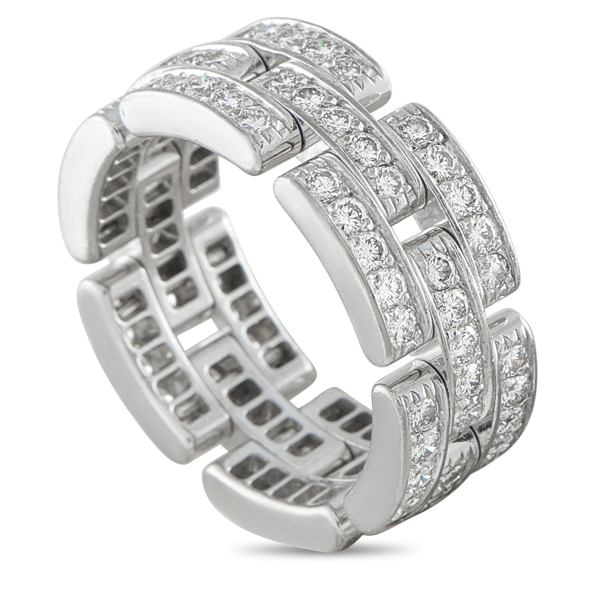 Cartier Maillon Panthère white gold diamond ring with linked openwork band