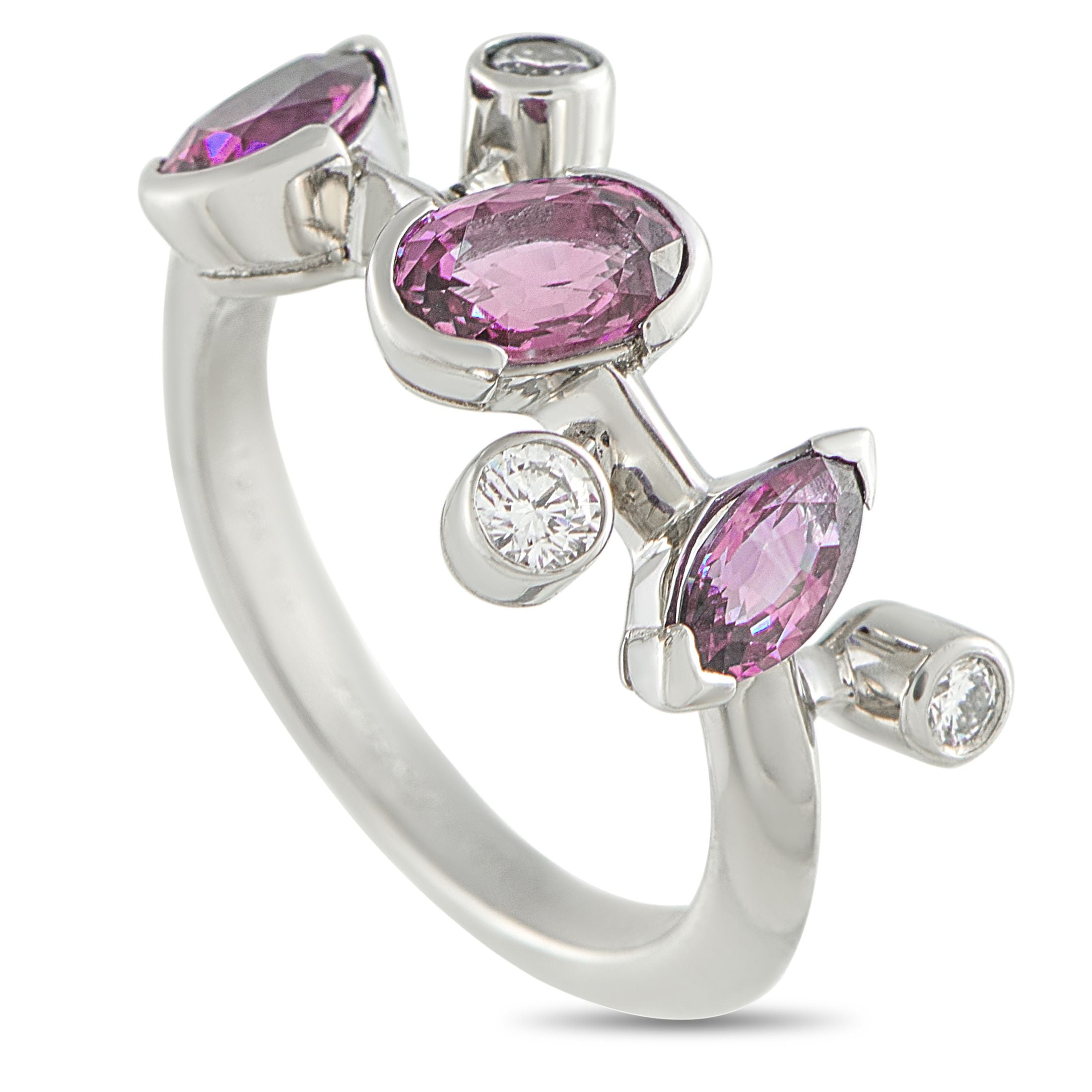 CartierMeli Melo Platinum Diamond and Pink Sapphire Ring – This Cartier Meli Melo ring is incredibly dynamic