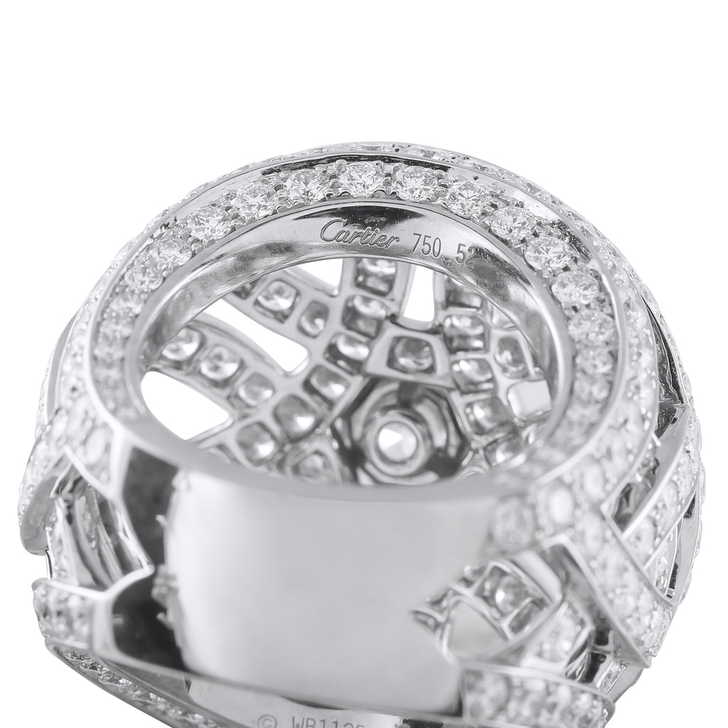 Cartier Nouvelle 18K White Gold 7.68ct Diamond Ring