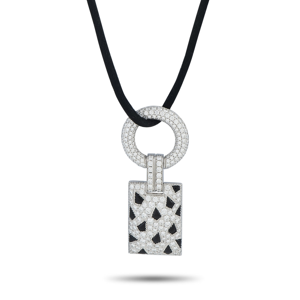 Cartier Panthere 18K White Gold 2.78ct Diamond and Onyx Pendant – Make a stylish statement with this Cartier Panthere necklac
