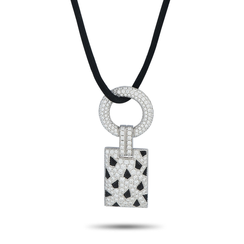 CartierPanthere 18K White Gold 2.78ct Diamond and Onyx Pendant Necklace – Make a stylish statement with this Cartier Panthere