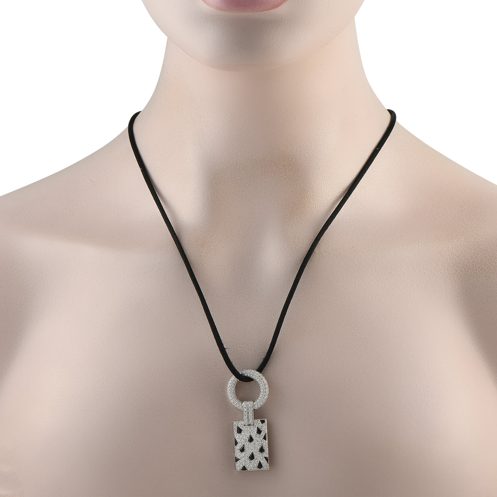 Cartier Panthere 18K White Gold 2.78ct Diamond and Onyx Pendant