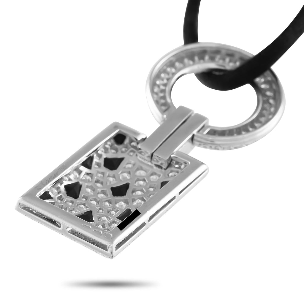 CartierPanthere 18K White Gold 2.78ct Diamond and Onyx Pendant Necklace