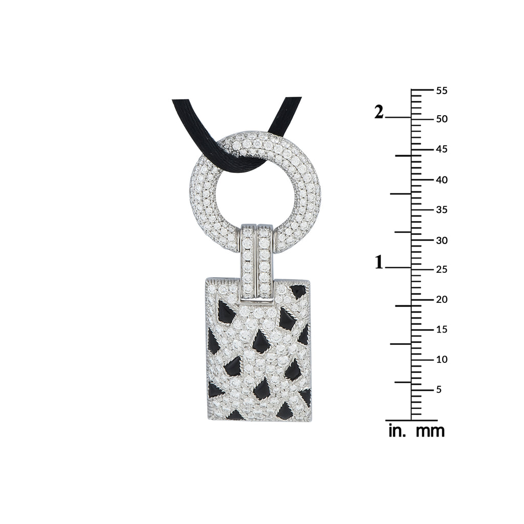 Cartier Panthere 18K White Gold 2.78ct Diamond and Onyx Pendant