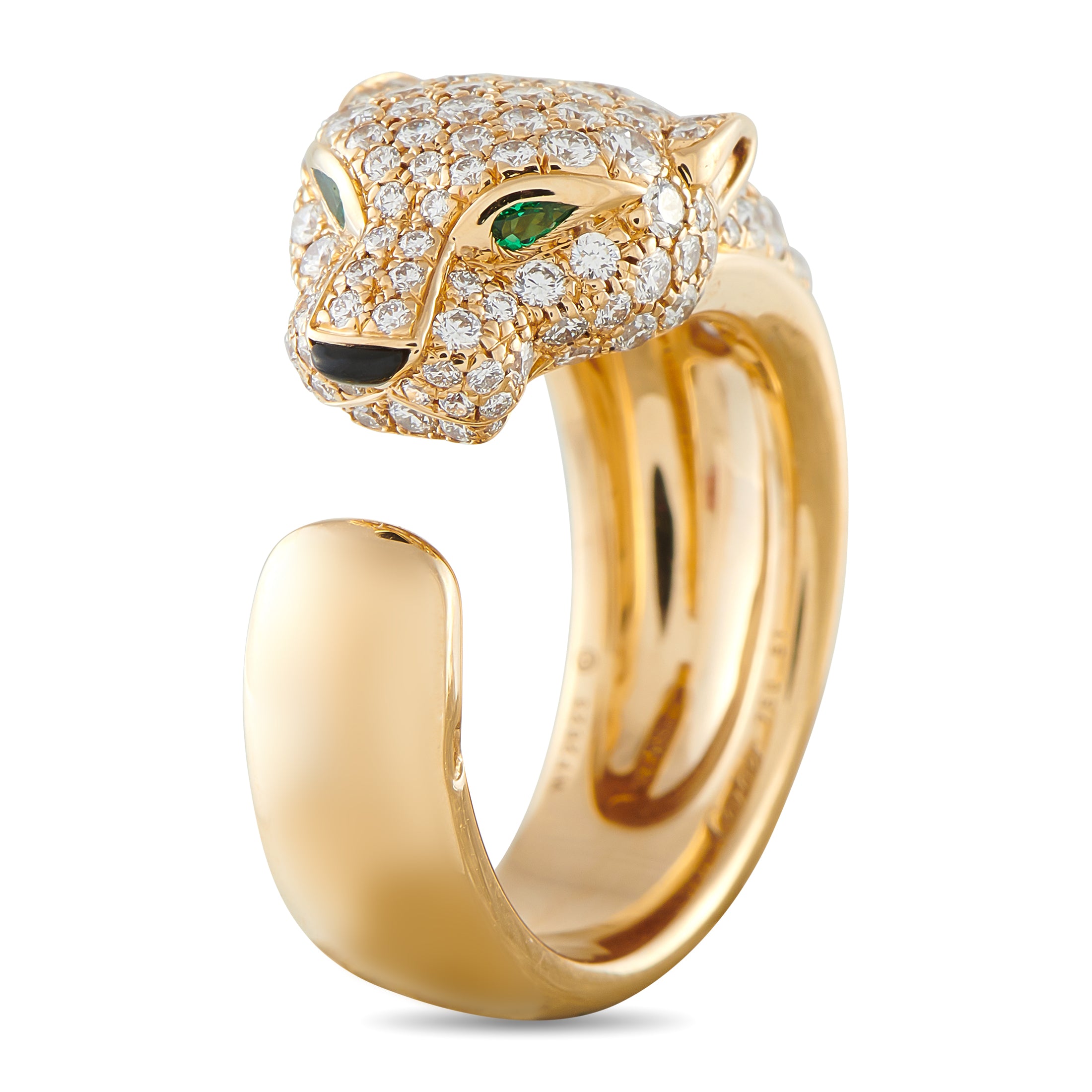 Cartier Panthère 18K Yellow Gold 1.15 ct Diamond Half-Paved Ring