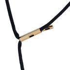 Cartier 18K yellow gold clasp bar on black cord with engraved logo