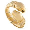 18K yellow gold Panthere cat-head ring with ribbed band