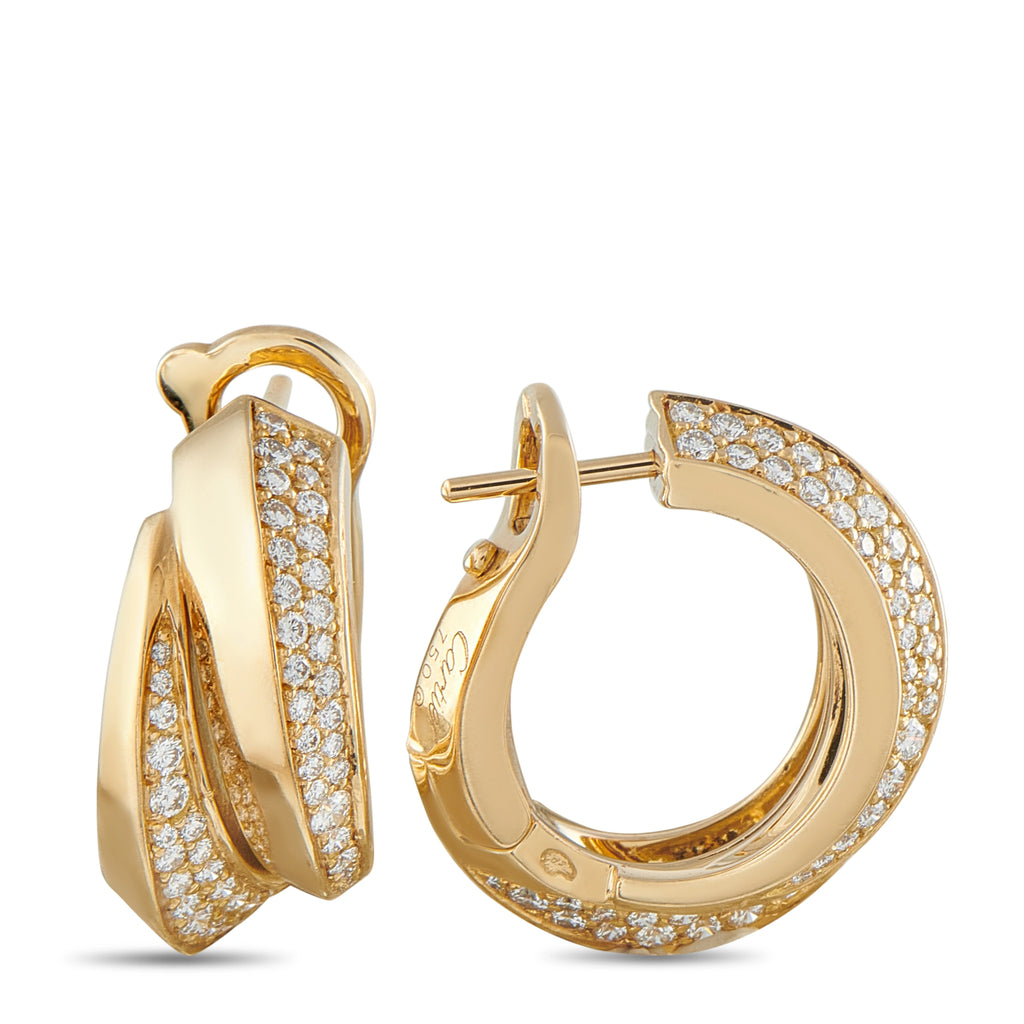 Cartier Panthère Griffe 18K yellow gold diamond hoop earrings