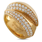 Cartier yellow gold diamond ring with layered pavé bands