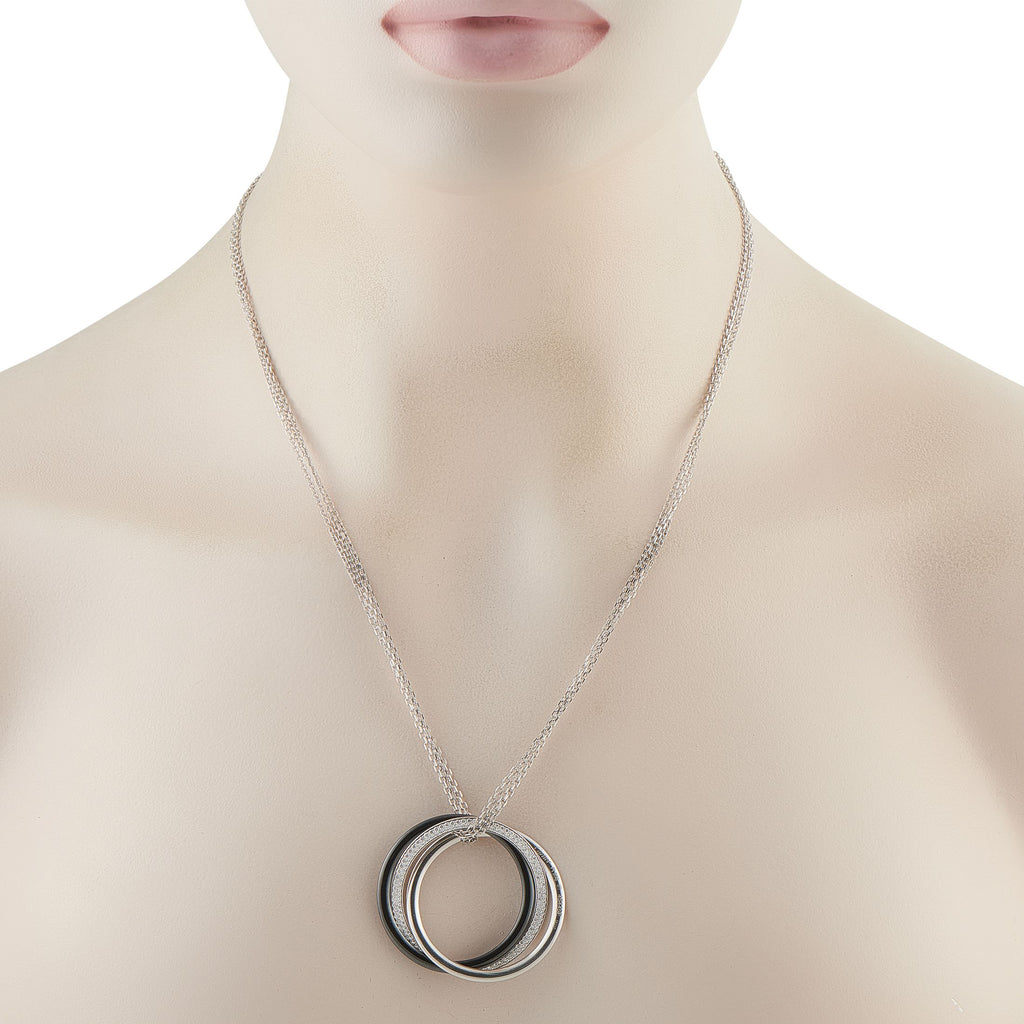 Cartier Platinum Diamond and Black Ceramic Trinity Necklace