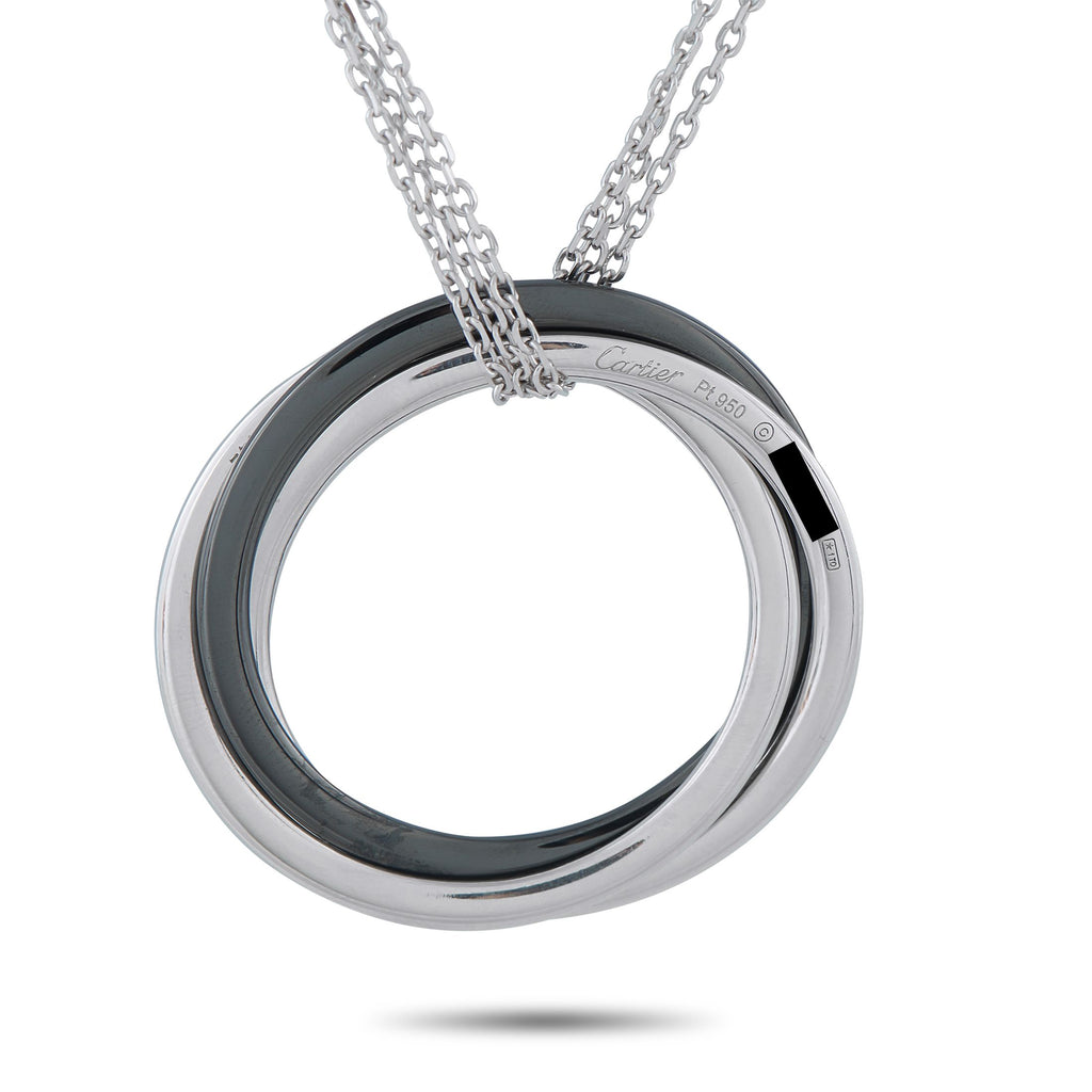 Cartier Platinum Diamond and Black Ceramic Trinity Necklace