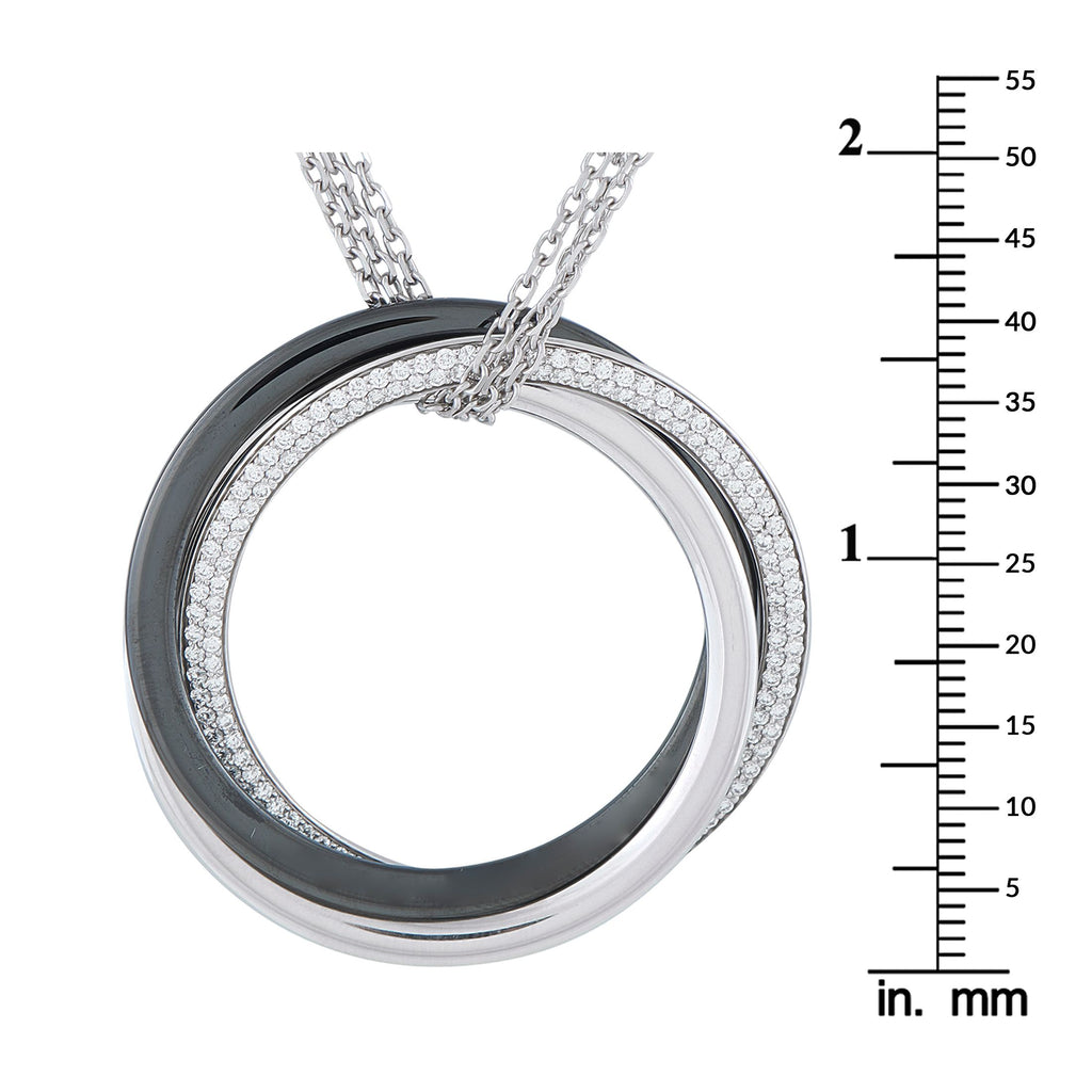 Cartier Platinum Diamond and Black Ceramic Trinity Necklace