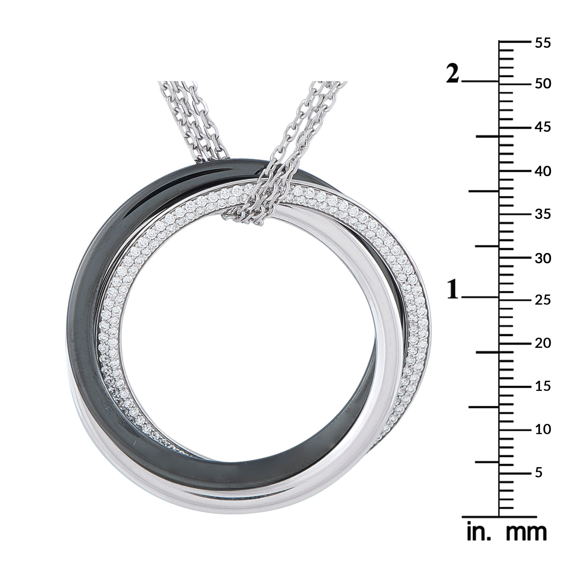 Cartier Platinum Diamond and Black Ceramic Trinity Necklace