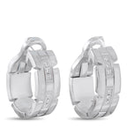 CartierTank Francaise 18K White Gold Diamond Earrings – These Cartier Tank Francaise hinged hoop earrings feature a sleek, co