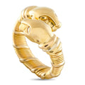 Cartier panther 18K gold ring with raised head and round dark enamel detail