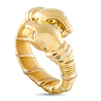 Cartier panther 18K gold ring with raised head and round dark enamel detail