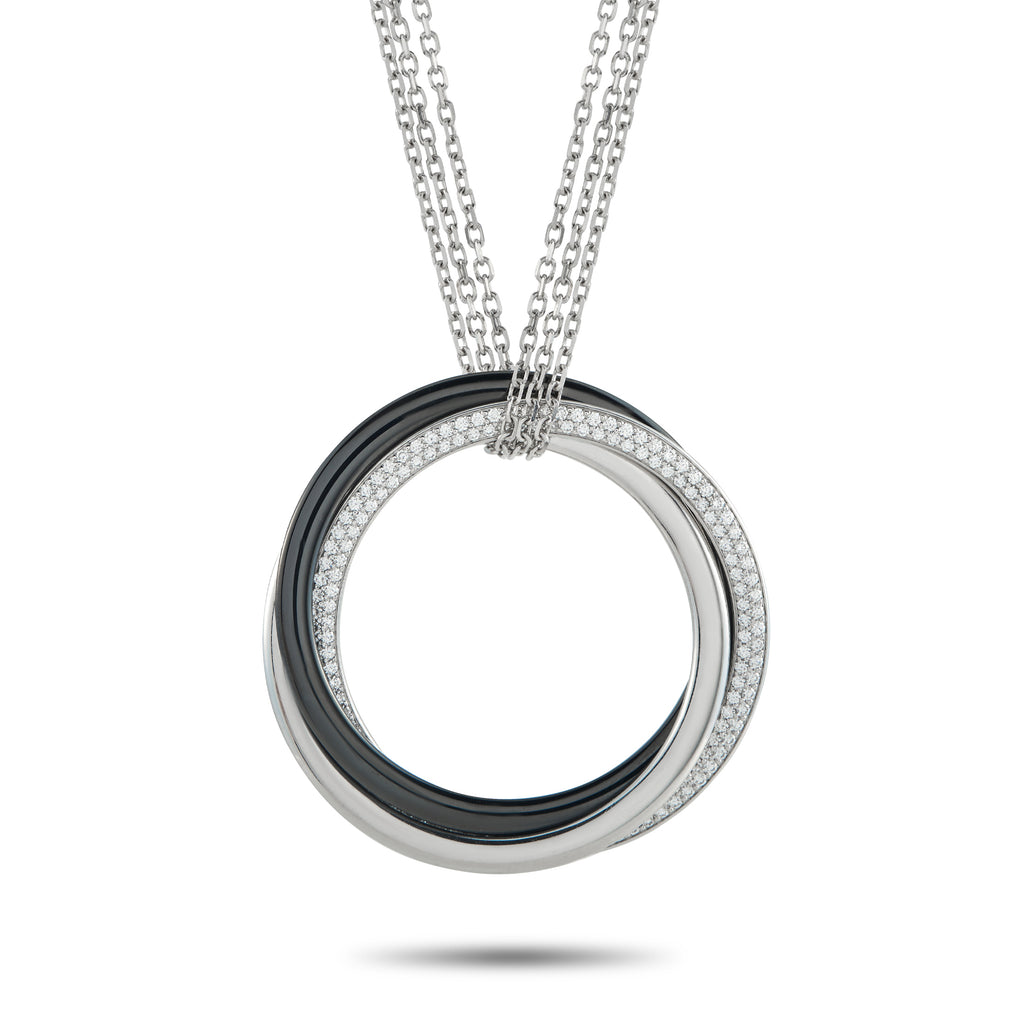 CARTIER Trinity 18K White Gold 0.82ct Diamond and Ceramic Necklace
