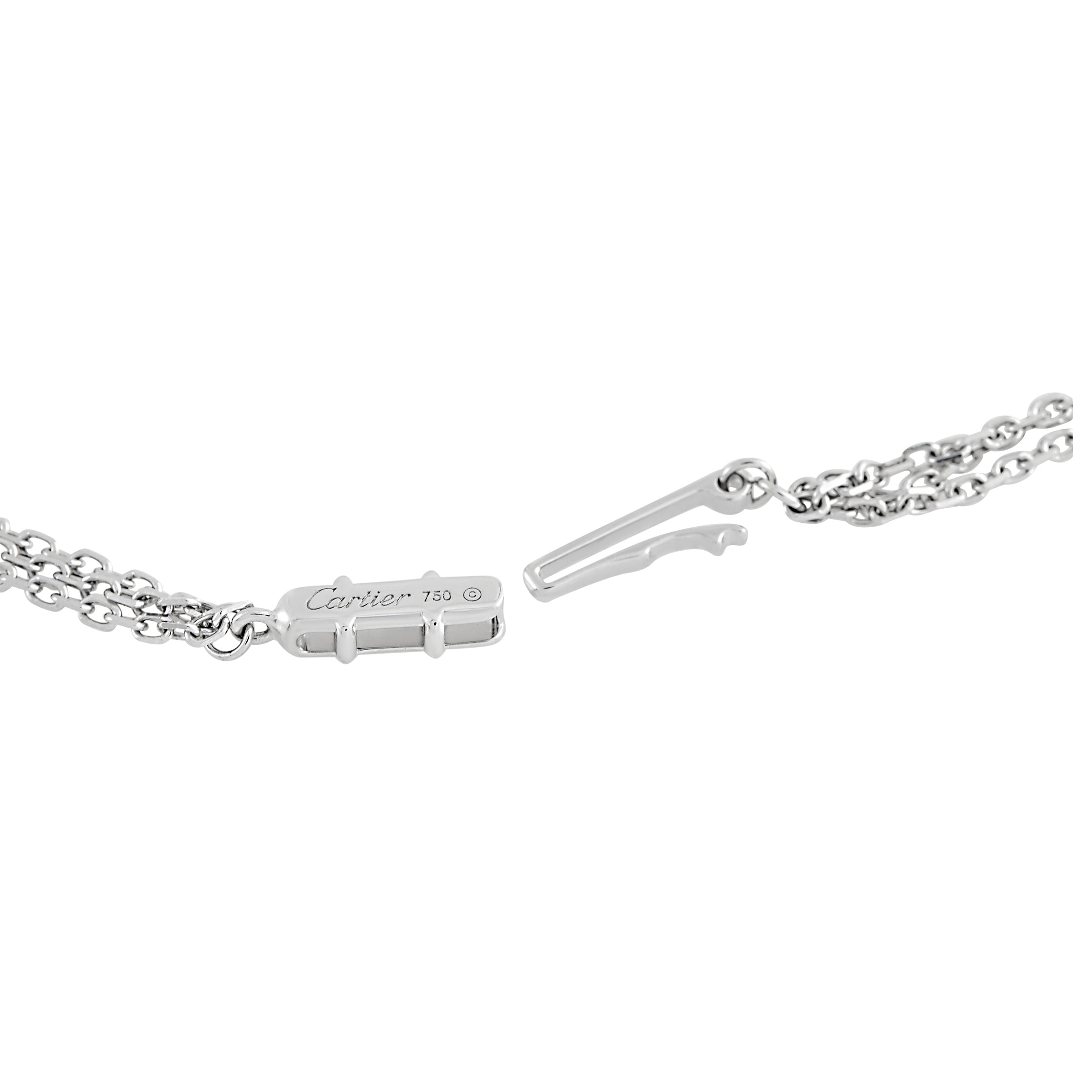 Cartier Trinity 18K White Gold 0.82ct Diamond and Ceramic Necklace
