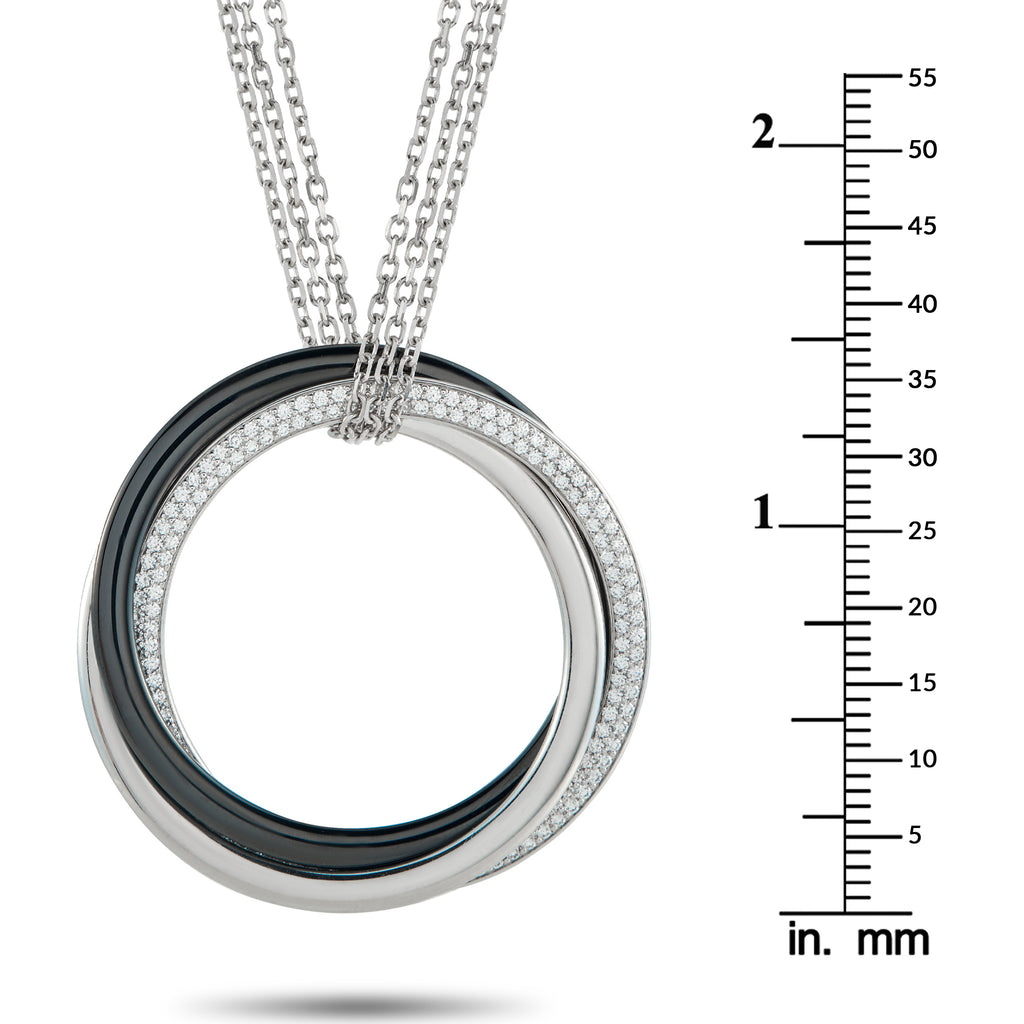 Cartier Trinity 18K White Gold 0.82ct Diamond and Ceramic Necklace
