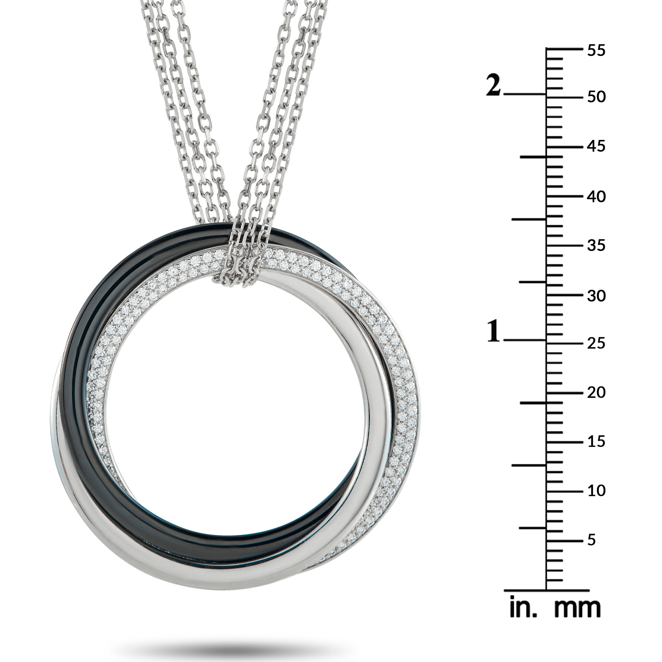 Cartier Trinity 18K White Gold 0.82ct Diamond and Ceramic Necklace