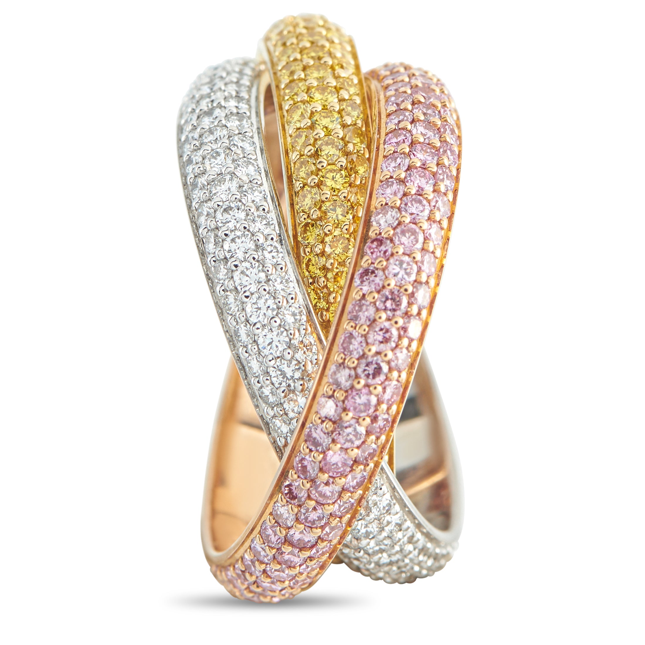 CARTIER Trinity 18K White, Yellow, and Rose Gold Pink, Yellow, and White Diamond Ring