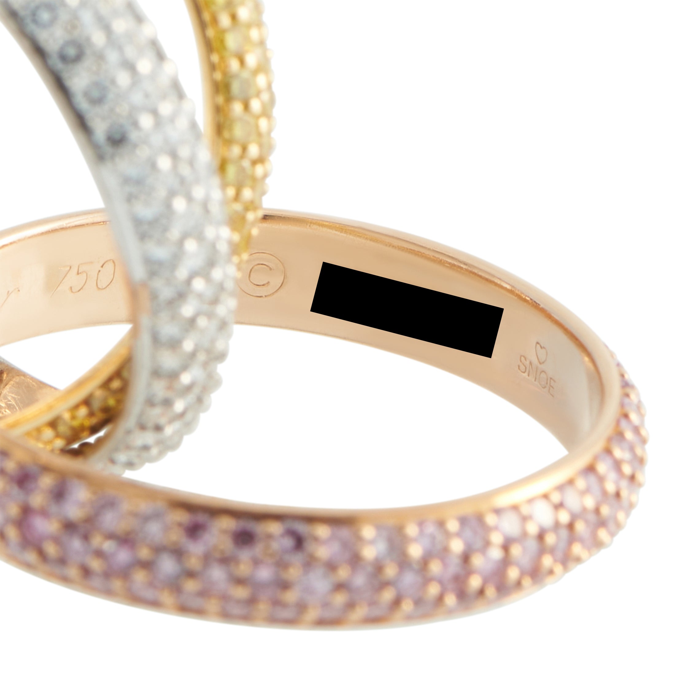 CARTIER Trinity 18K White, Yellow, and Rose Gold Pink, Yellow, and White Diamond Ring
