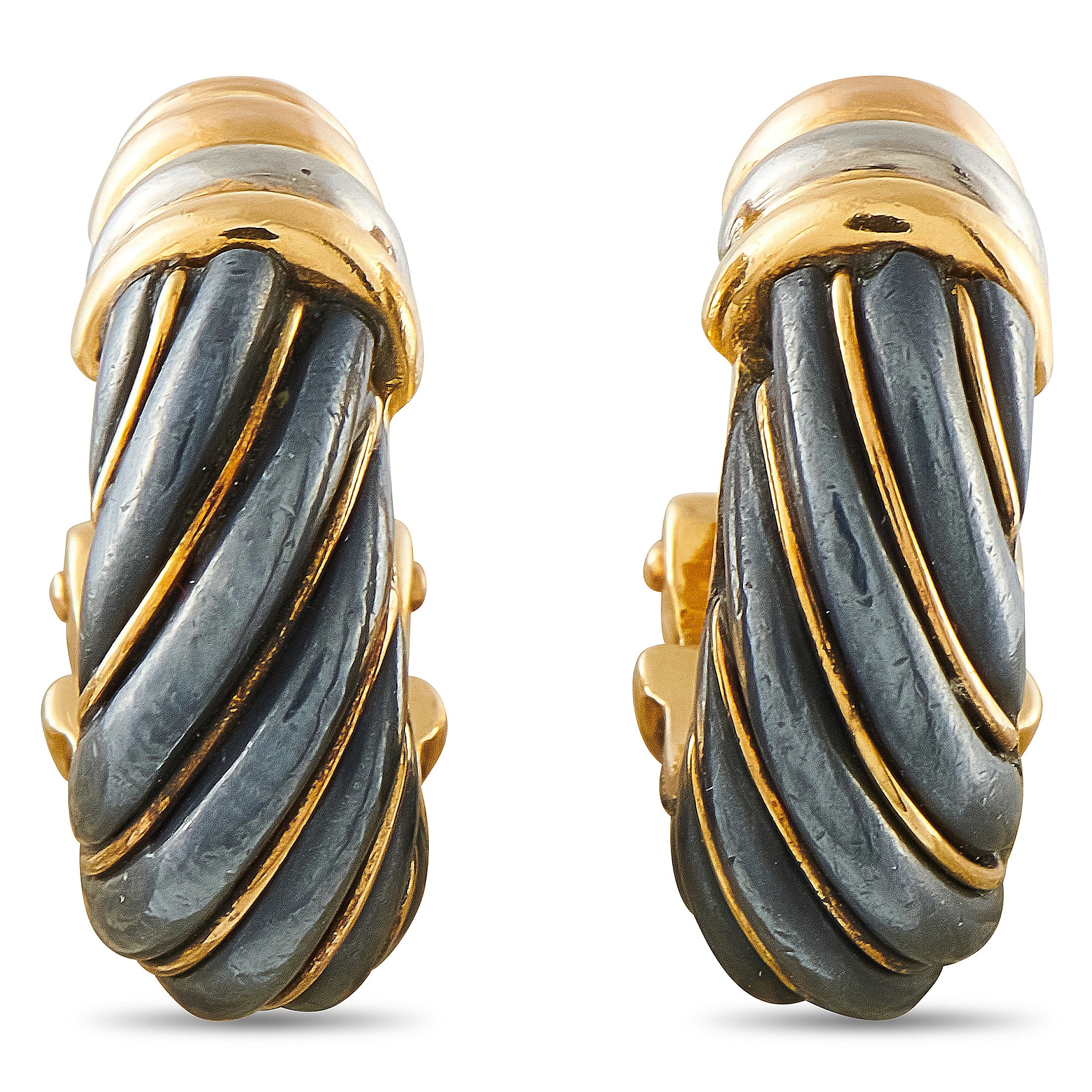 CARTIER Trinity 18K Yellow, Rose, and White Gold and Silver Clip-On Earrings